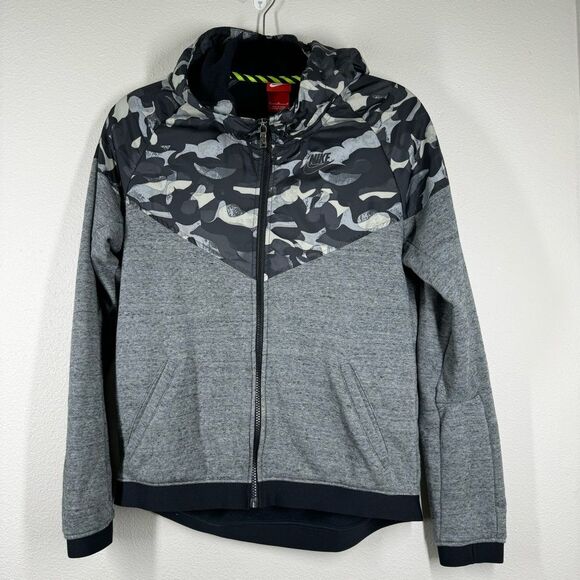 Nike Sportswear Windrunner Jacket Black Gray Camo Overlay Size Medium - Picture 1 of 8